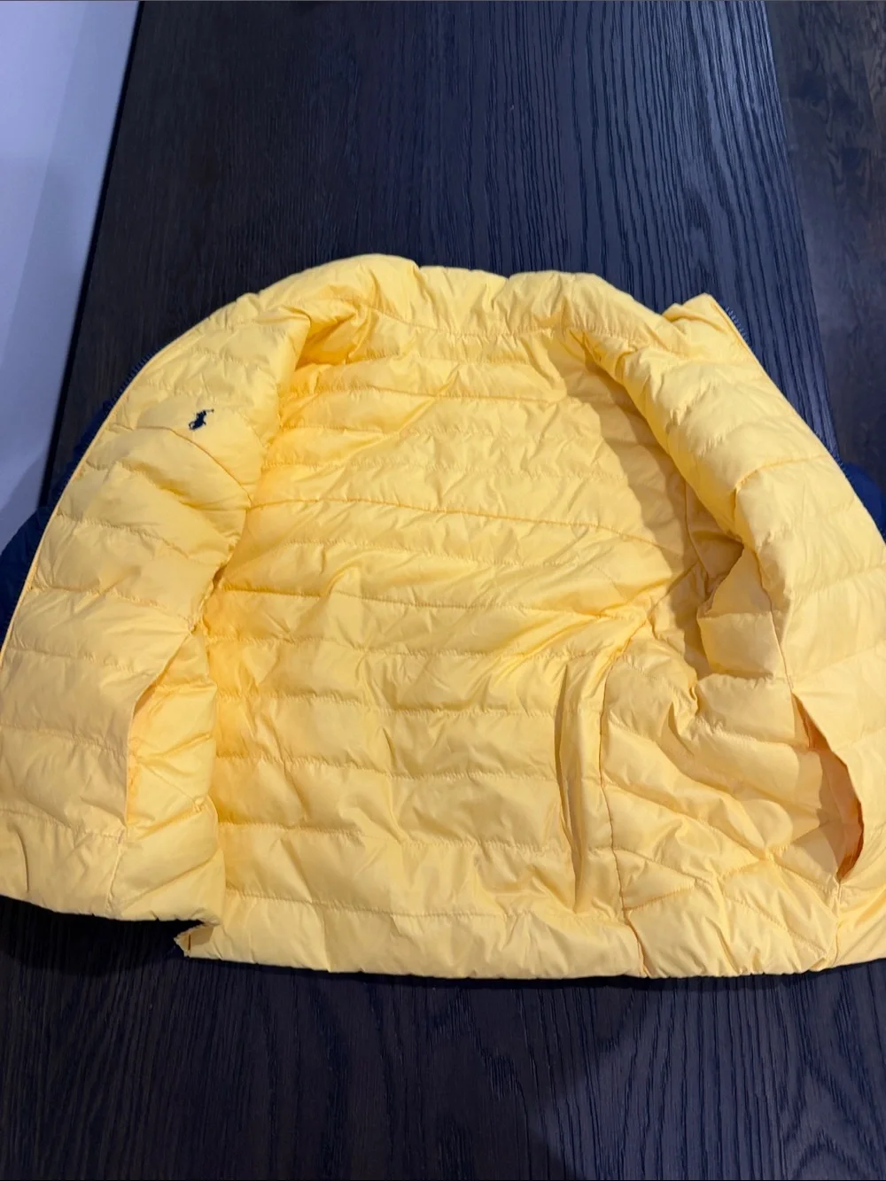Polo by Ralph Lauren Navy Puffer Jacket with Yellow Accents
